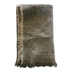 Vintage‎ Woolmark Wool Gray Fringe Throw Blanket 65x54 Made Australia Soft Cozy